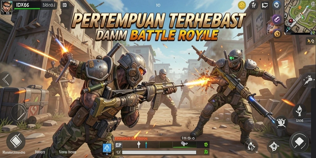 Tampilan gameplay IDX66 yang mendebarkan saat berperang di medan Battle Royale.
