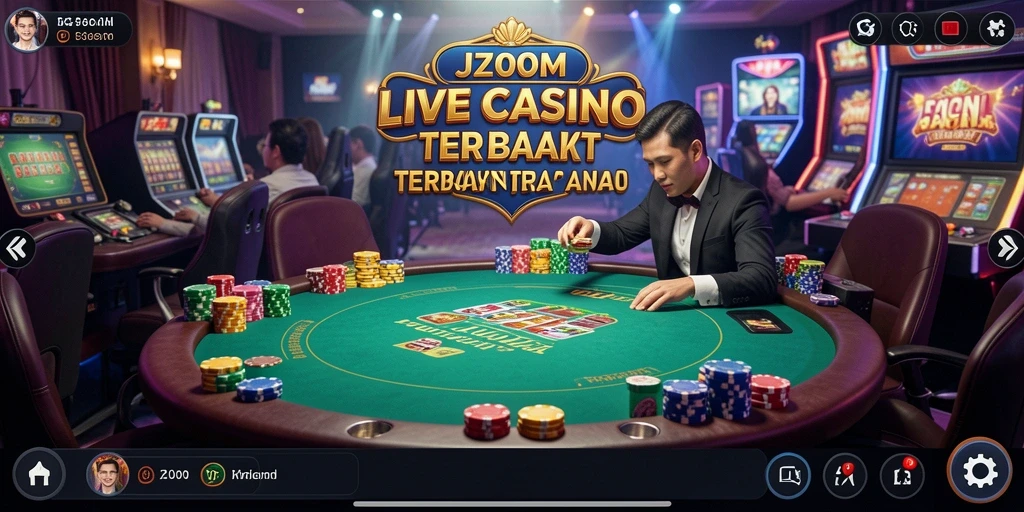 Screenshot J200M menampilkan gameplay Live Casino yang menarik dan interaktif.
