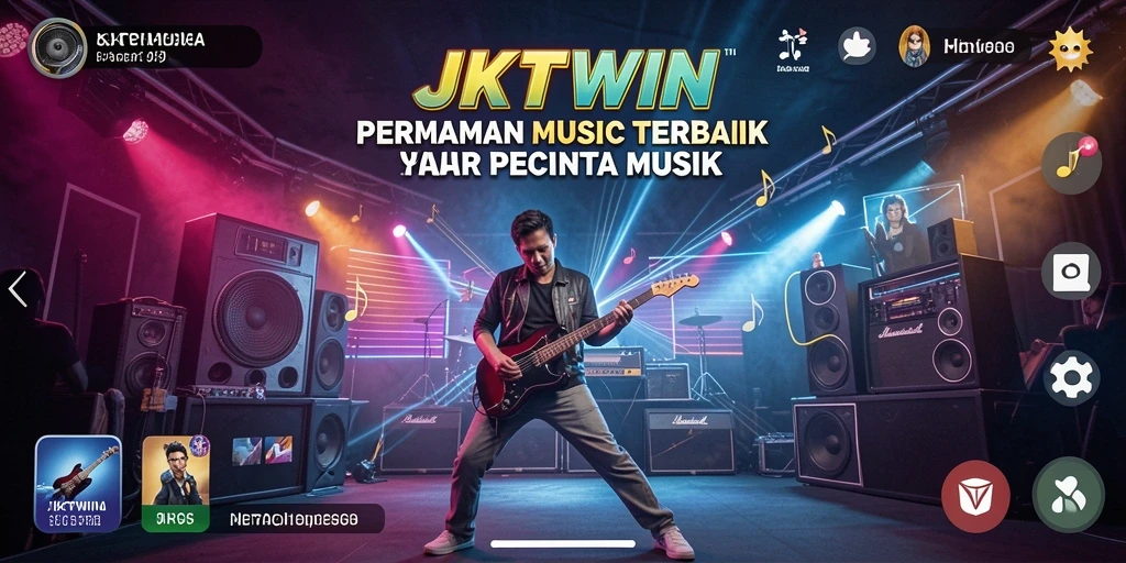 Screenshot JKTWIN menunjukkan pengguna menikmati permainan musik.