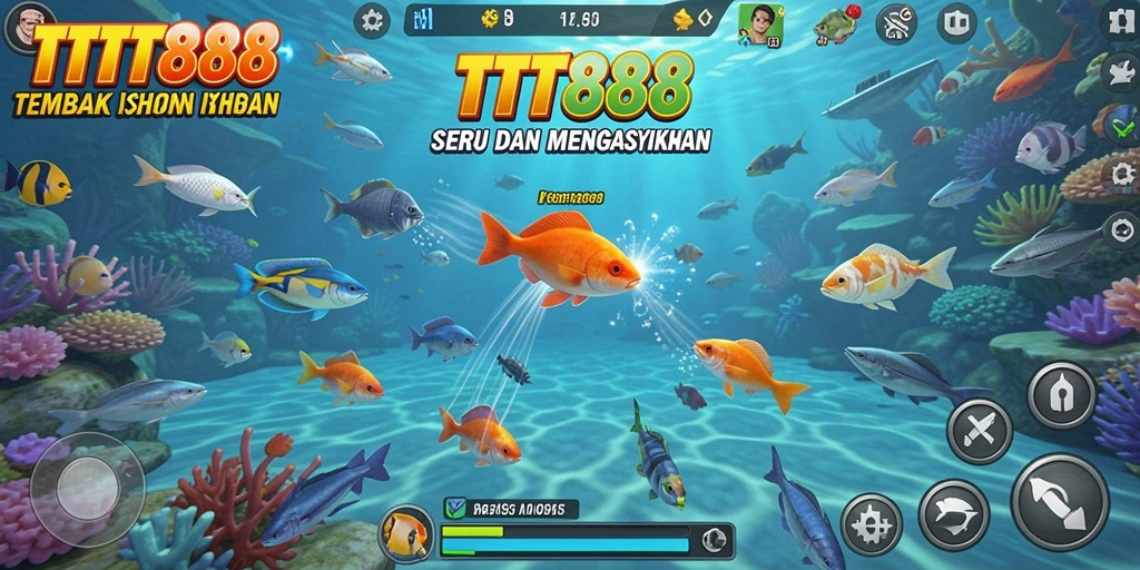 Tangkapan layar TTT888 menampilkan aksi seru menembak ikan.